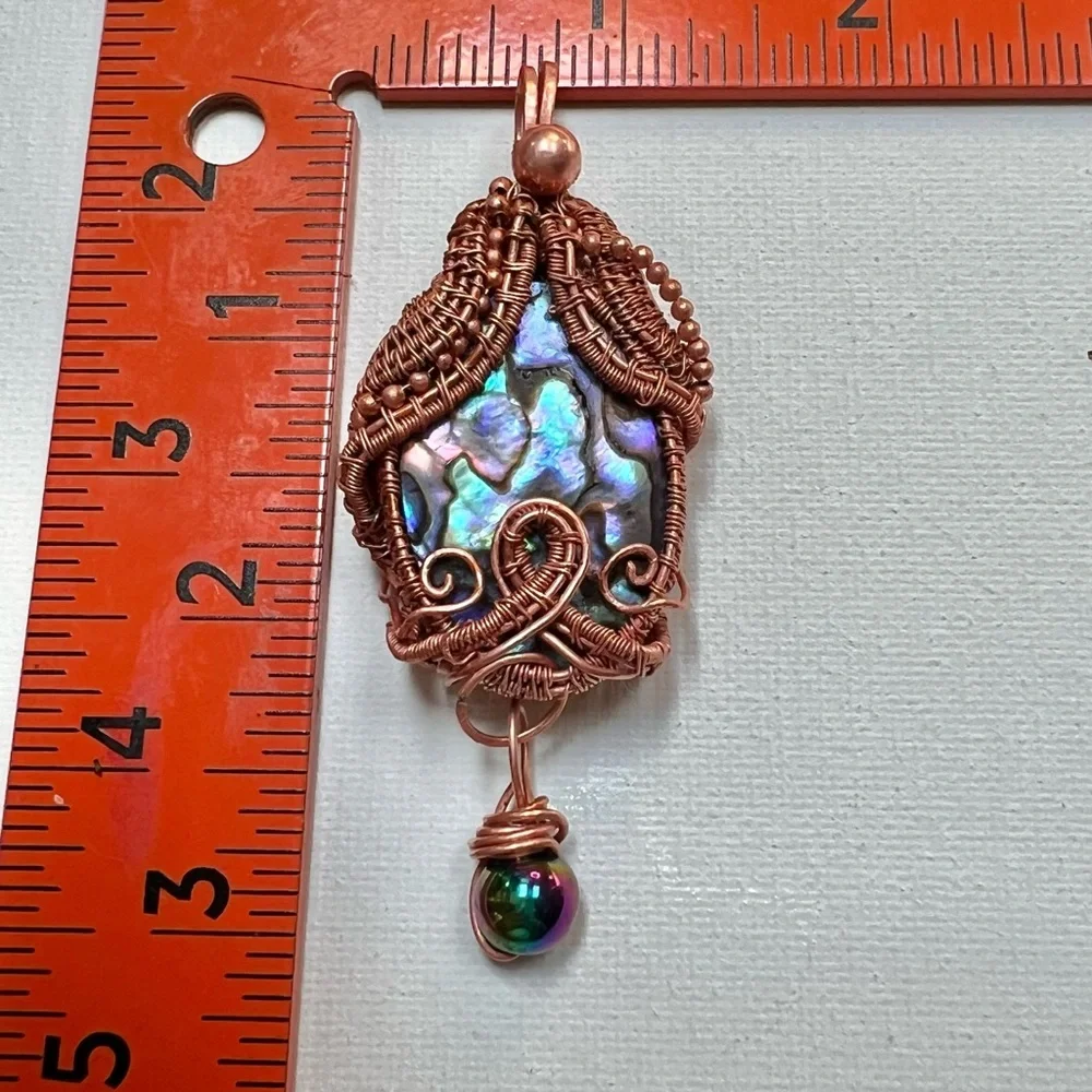 Handcrafted Copper and California Abalone Pendant - Picture 3 of 5